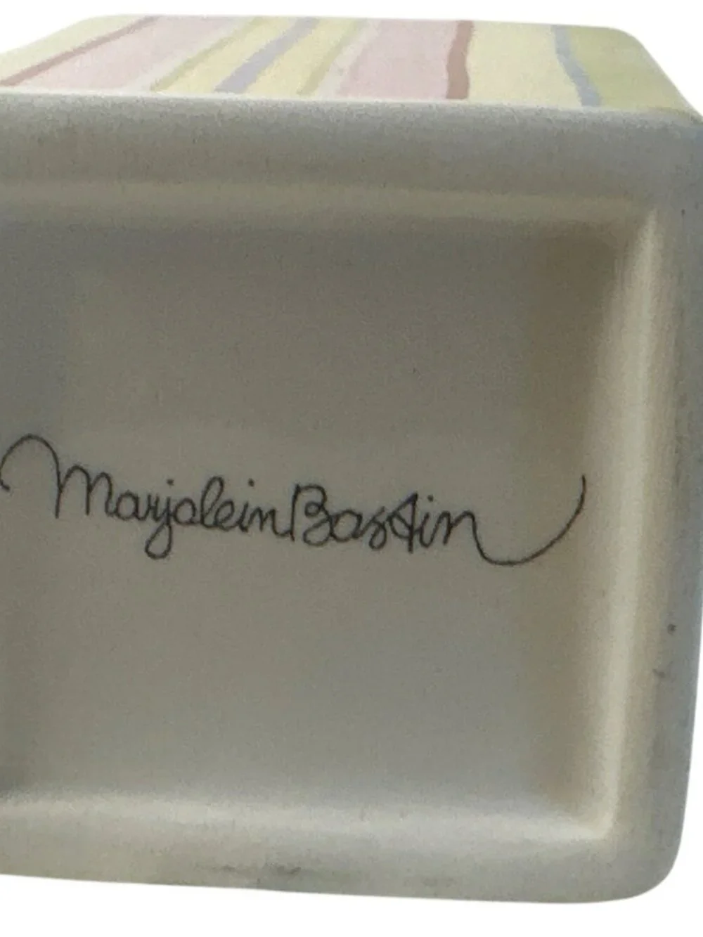 Marjolein Bastin Ceramic Trinket Box Poppy Flower Stripes Bloom/Bold Small Decor